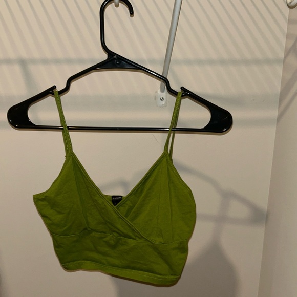 Green Wrap Crop Top - Picture 1 of 3